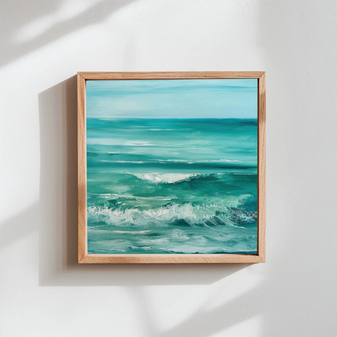 Teal Ocean Waves Abstract Seascape Coastal Art Painting Poster - Image 5