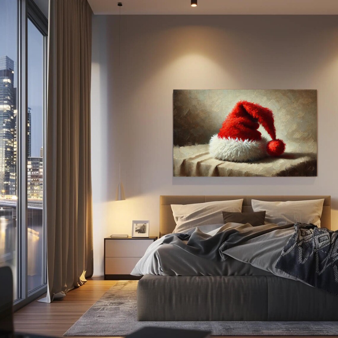 Rustic Christmas Santa Hat Holiday Decor Art Print - Image 2