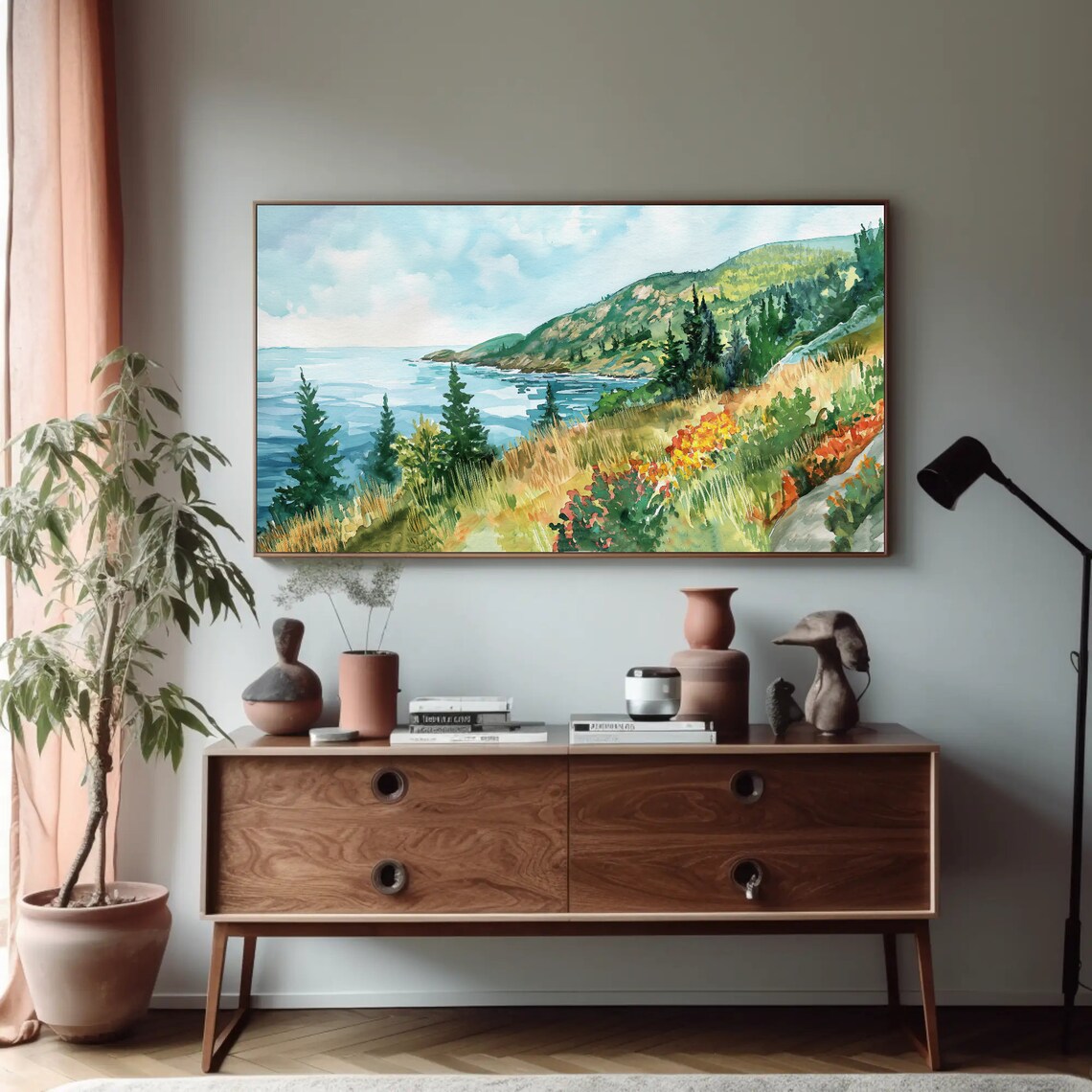 Acadia National Park Rocky Coastline Watercolor Landscape Poster - Image 3