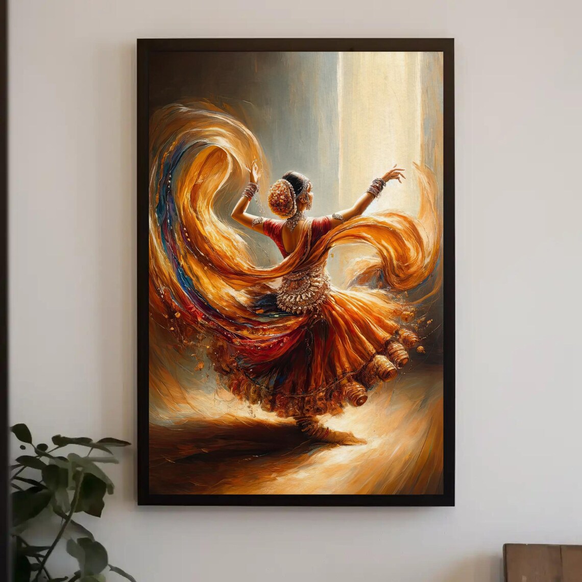 Indian Women Dancing Back View, Cultural Art Print