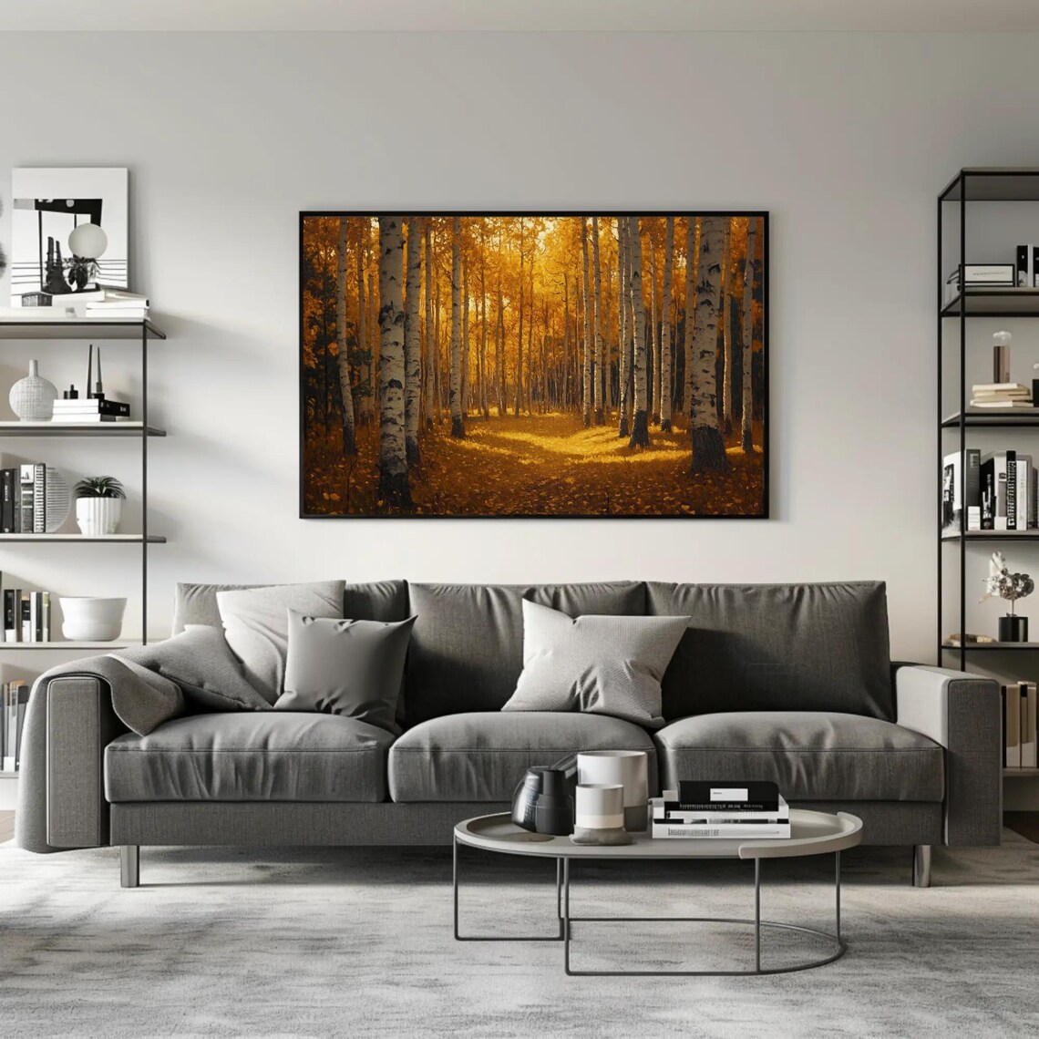 Golden Aspen Grove In Warm Autumn Sunlight Fall Landscape Poster - Image 2