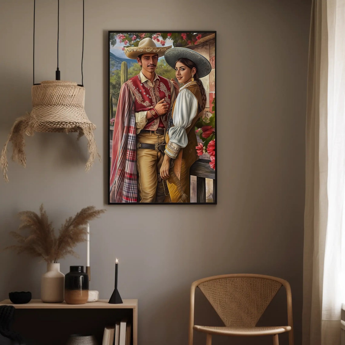 Mexican Charro Couple Traditional Sombrero Attire Romance Poster - Image 5