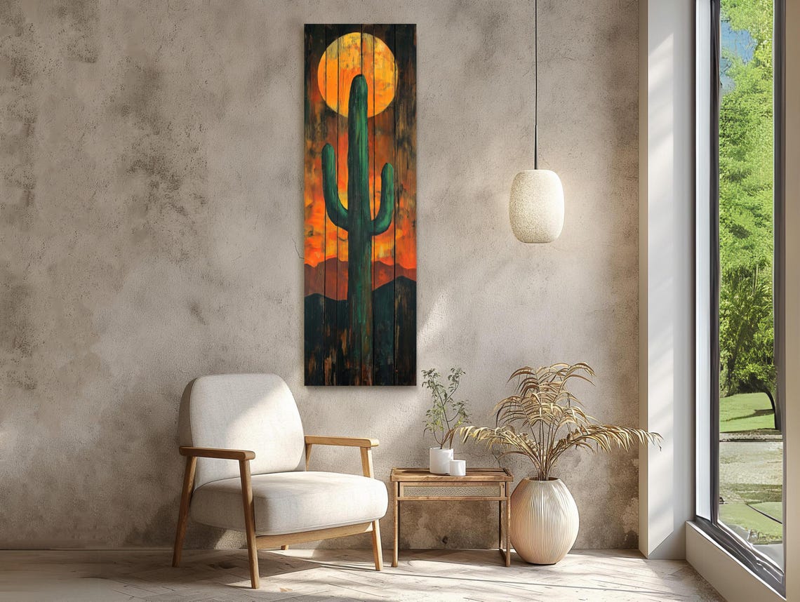 Saguaro Cactus At Sunset Tall Vertical Desert Landscape Poster - Image 2