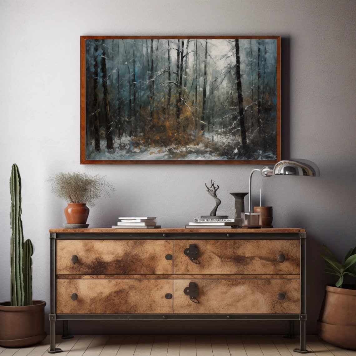 Winter Tree Forest Oil Painting Landscape Art Forest Art Winter Wall Art Ready To Hang - Image 4