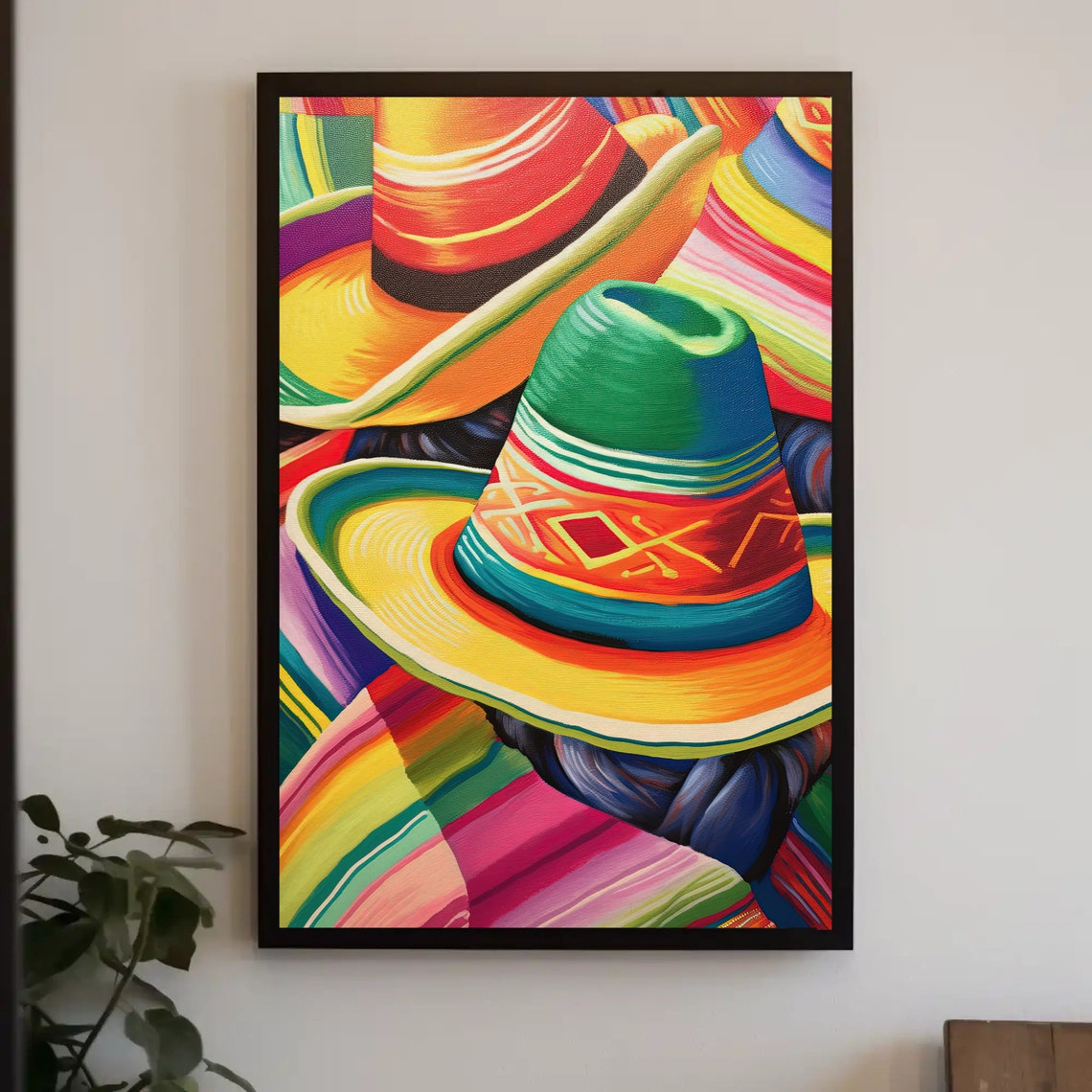 Colorful Mexican Sombreros Vibrant Hat Still Life Art Poster