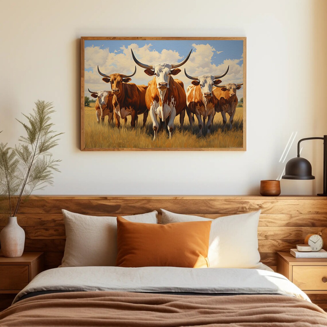 Herd Of Longhorns, Texas Ranch Farmhouse Art Print - Image 5