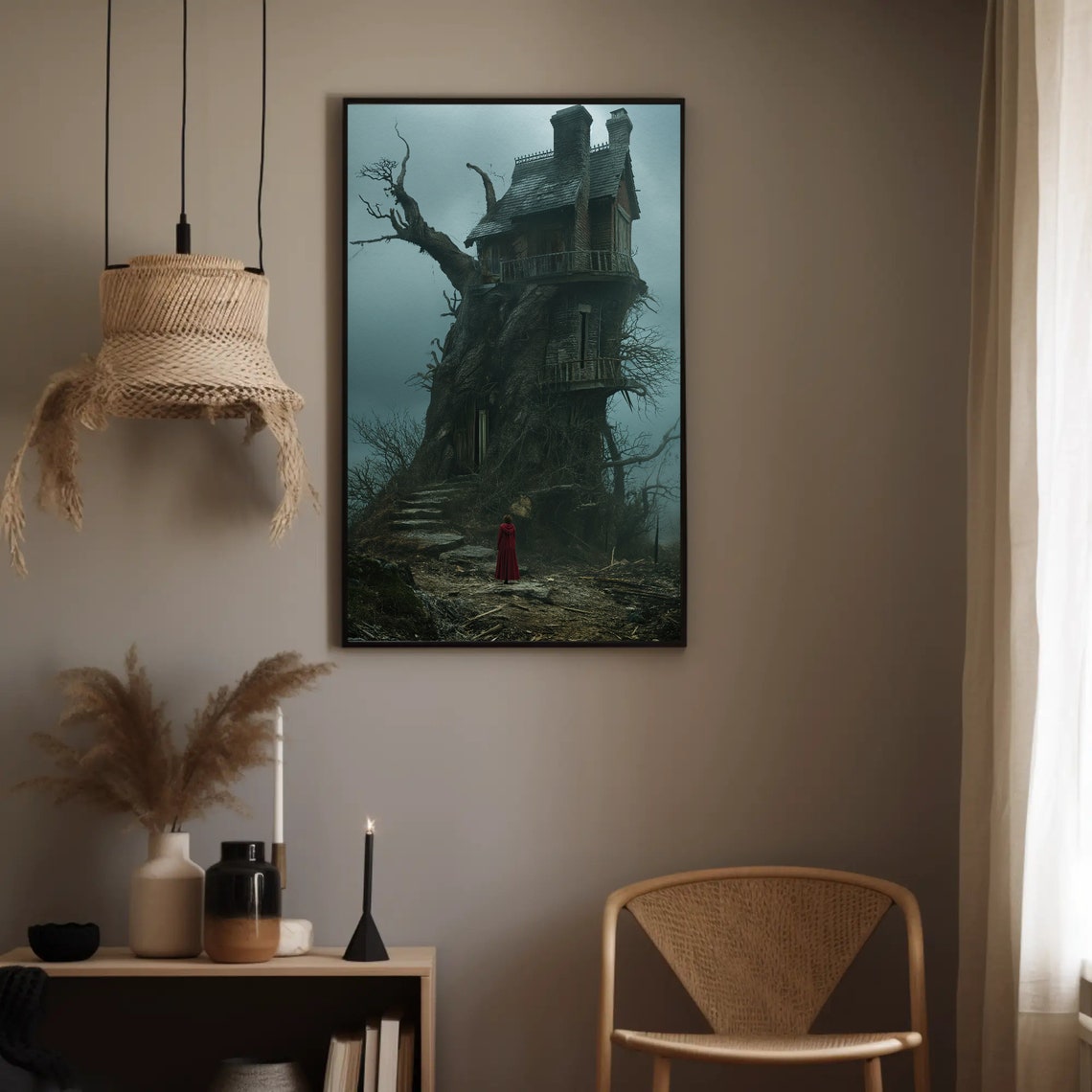 Spooky Haunted Treehouse Jack Skellington Style Gothic Poster - Image 3