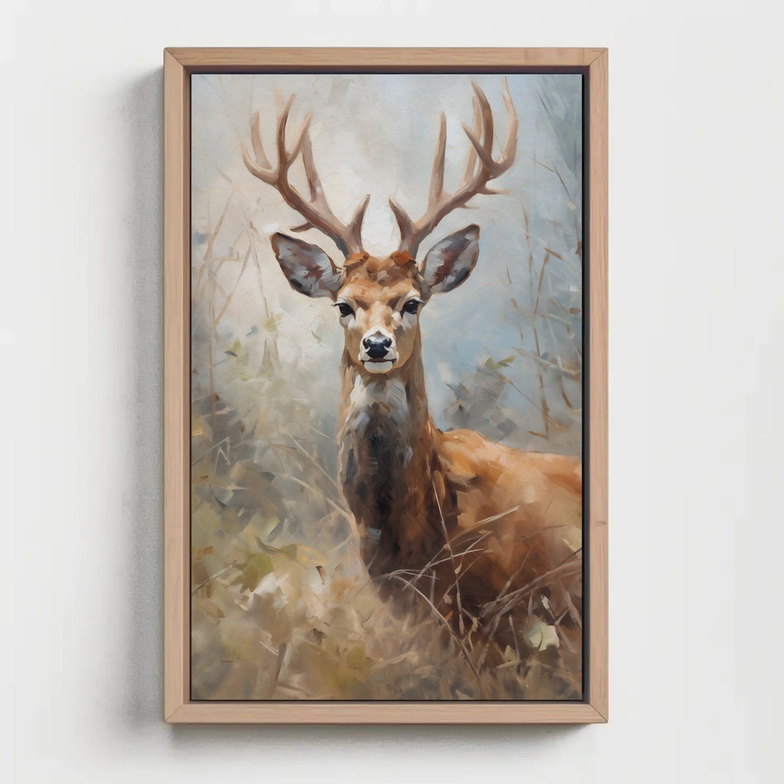 Deer In Jungle Wall Art Abstract Nature Wall Art Animal Kingdom Decor Deer Print