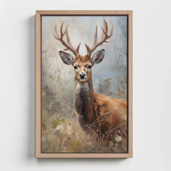 Deer In Jungle Wall Art Abstract Nature Wall Art Animal Kingdom Decor Deer Print