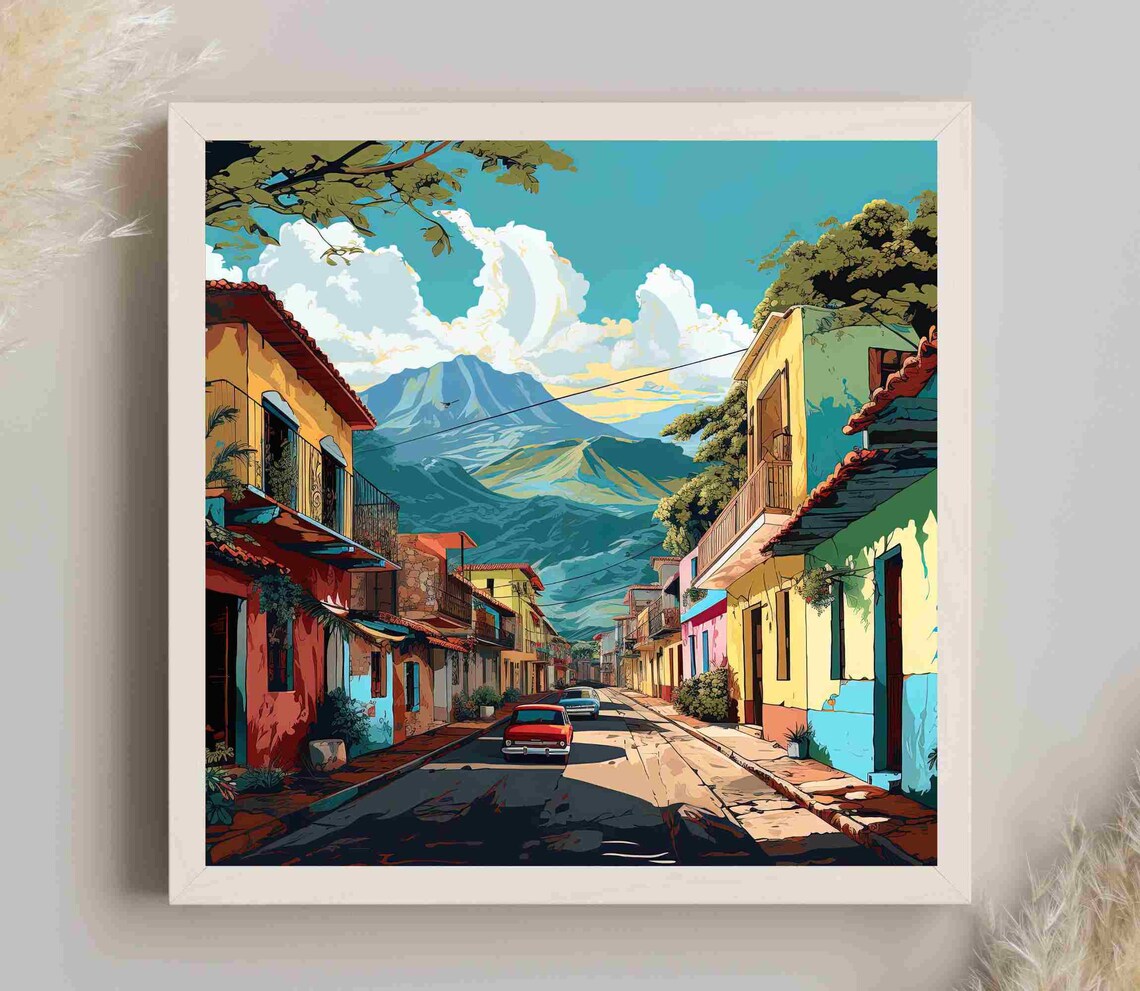 Venezuela Town Art Print, Venezuelan Home Decor