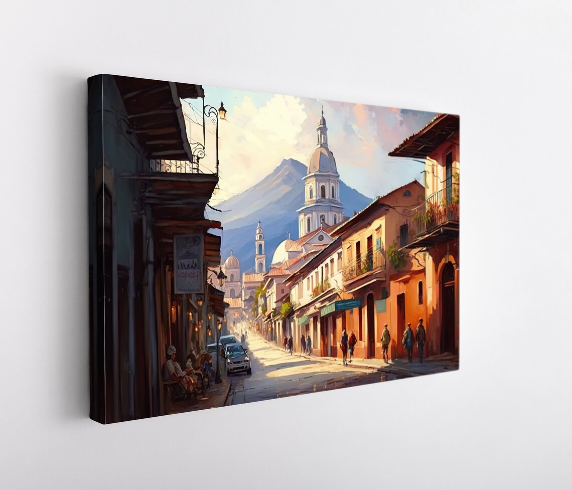 Guatemala Town Landscape Painting Guatemala Art Guatemala Art Guatemala Travel Print Caribbean Travel Print Guatemala Wall Decor - Image 5