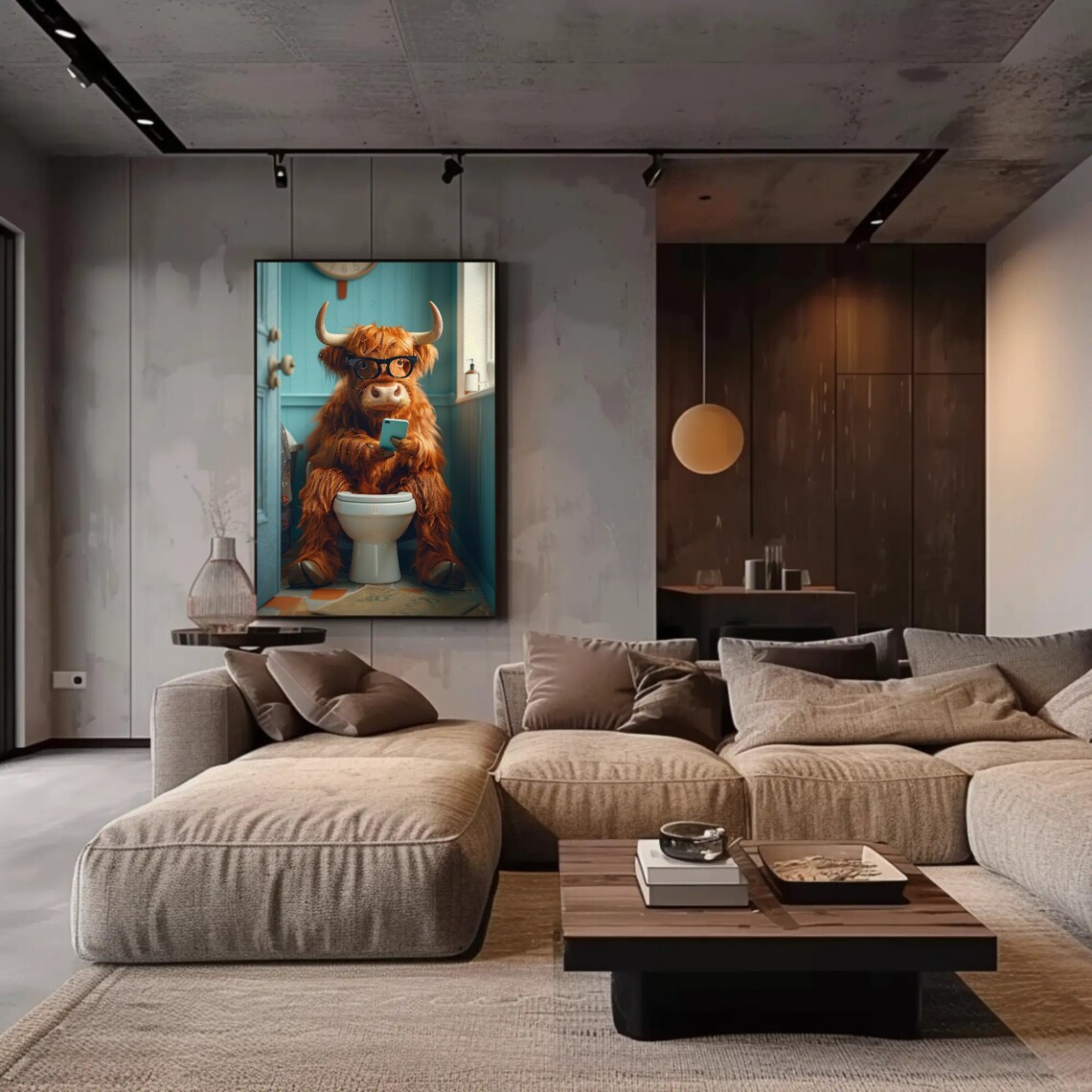 Highland Cow Bathroom Art Print, Toilet Humor - Image 2