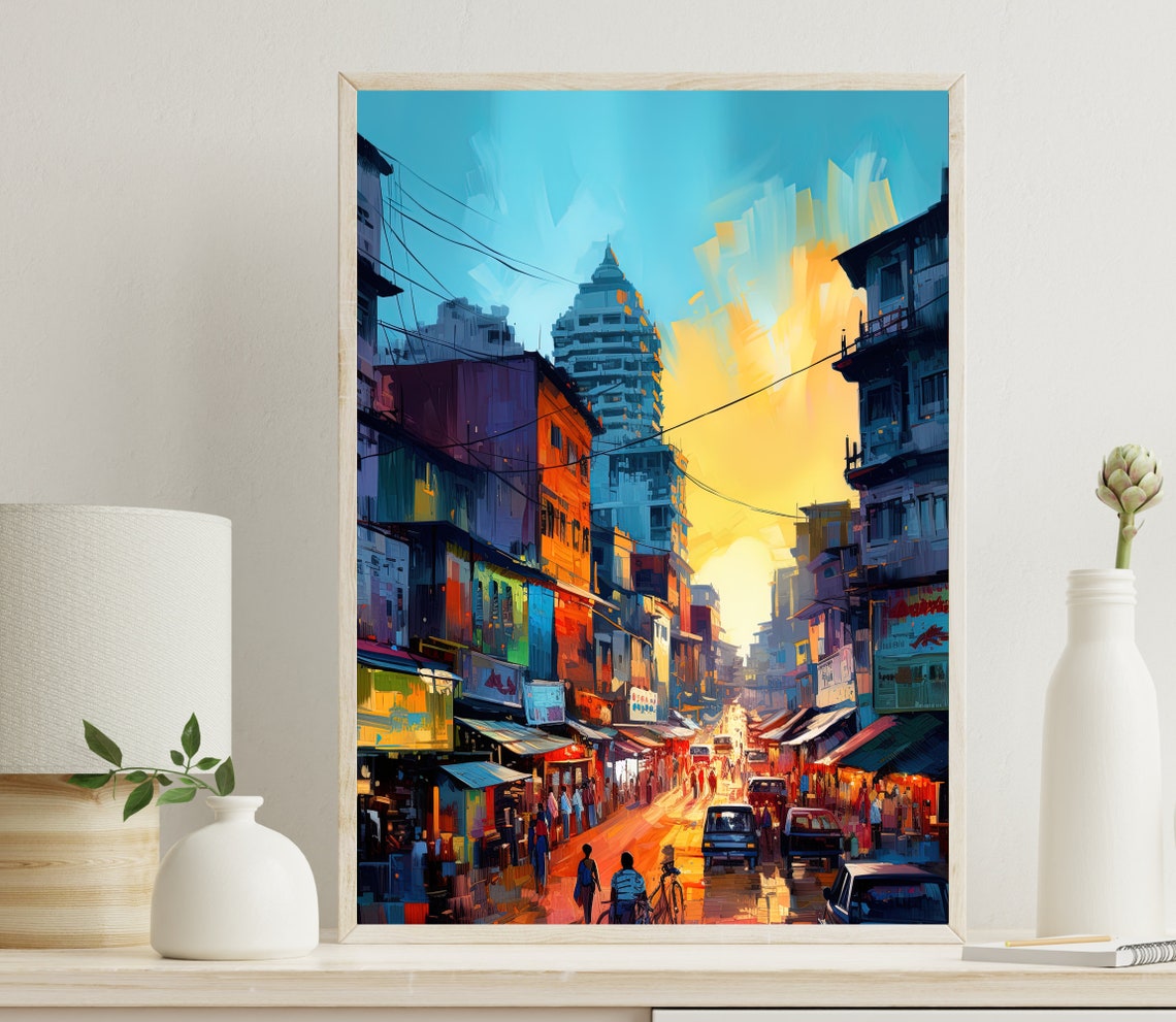 Dhaka City Poster Large Bangladesh Poster Dhaka Print Dhaka Bangladesh Travel Poster Wall Art Bengali Painting Gift
