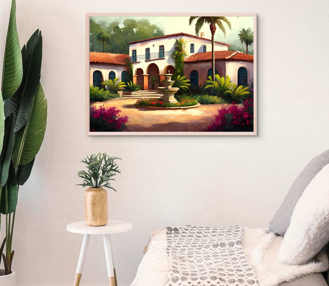 Charming Spanish Style Villa With Arched Courtyard And Fountain Poster - Image 4