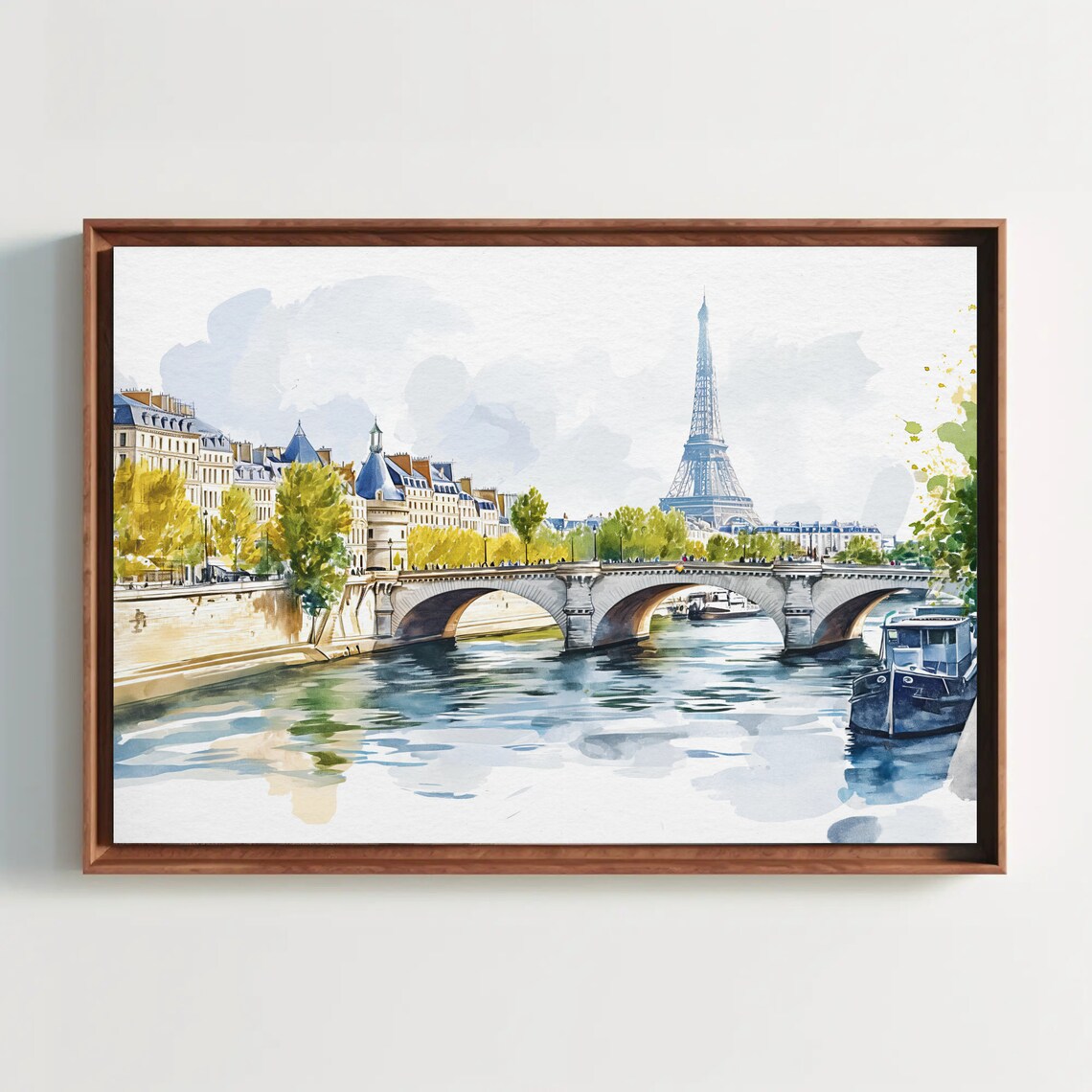 Seine River Watercolor Print, Paris Minimalist Art - Image 4
