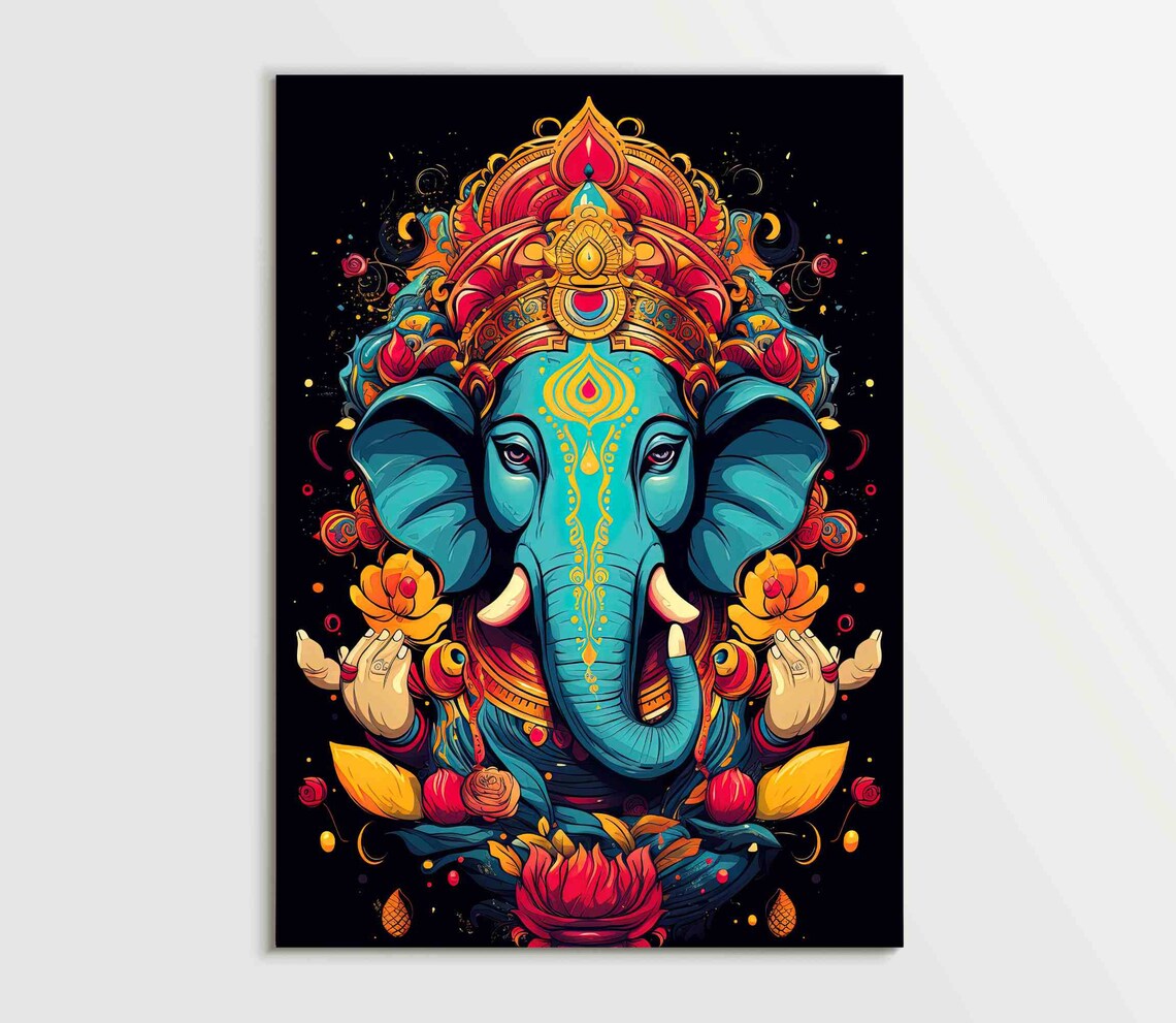 Ganesha Wall Art Print, Hindu Home Decor Piece - Image 5