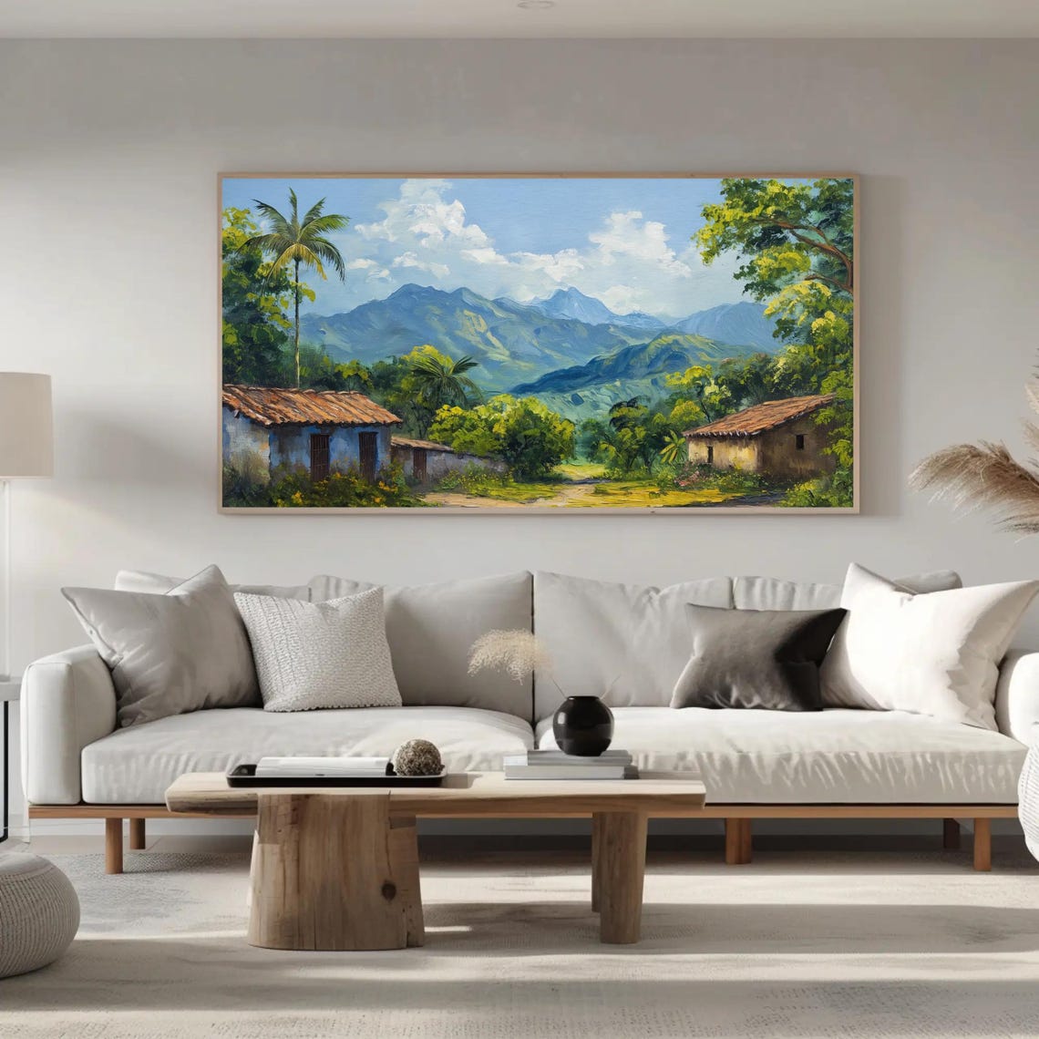 Mexican Mountain Village With Palm Trees And Red Roofs Poster - Image 3