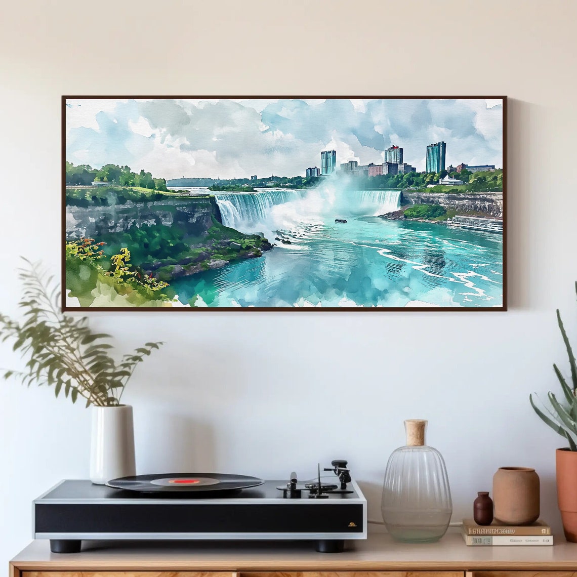 Niagara Falls Horseshoe Falls Watercolor Panoramic Landscape Poster