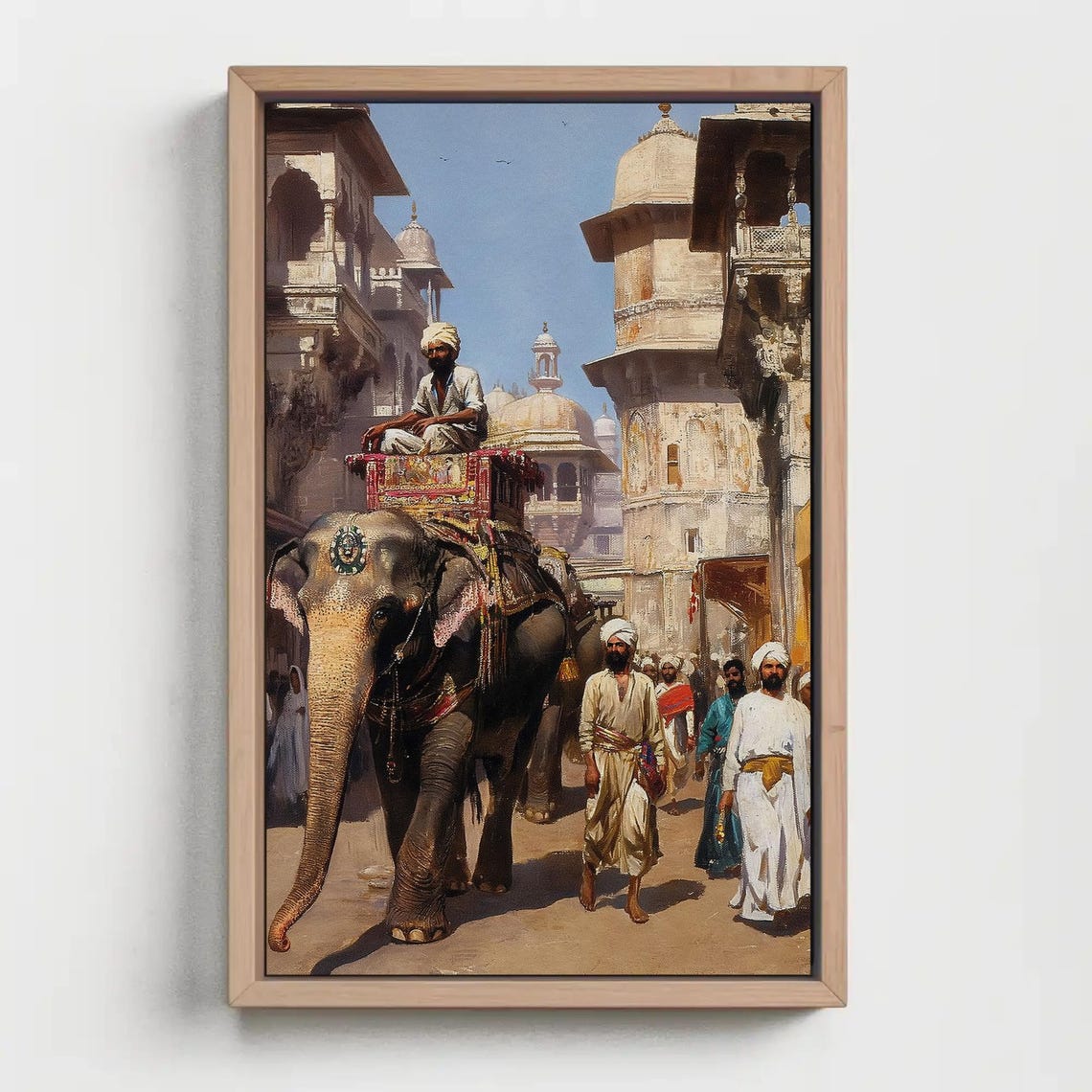 Ancient Indian Street Elephant Procession Heritage Painting Poster - Image 4