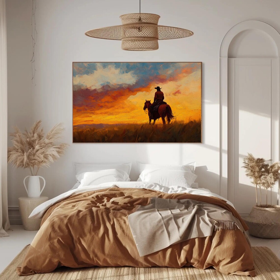 Argentine Gaucho at Sunset, Rustic Landscape Art Print - Image 2