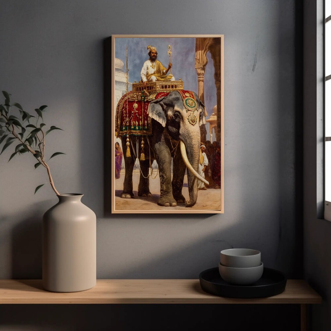 Indian King Riding A Decorated Elephant Royal Painting Poster - Image 4