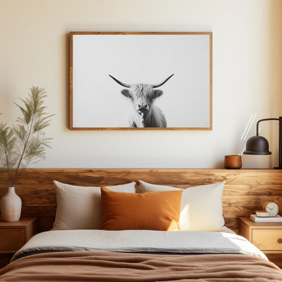 Black And White Highland Cow Portrait Minimalist Farmhouse Poster - Image 3