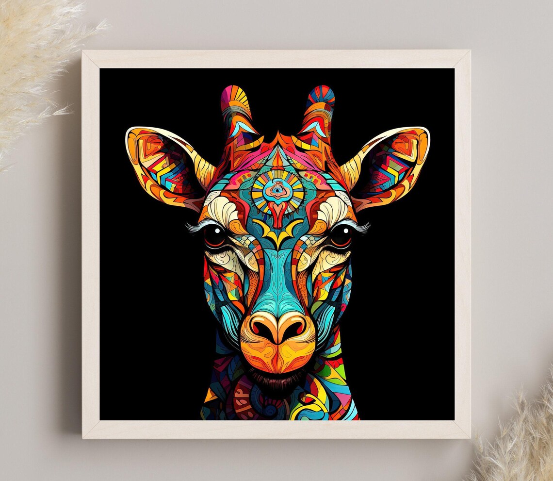 Giraffe Pop Style Art Print, Wild Animal Poster