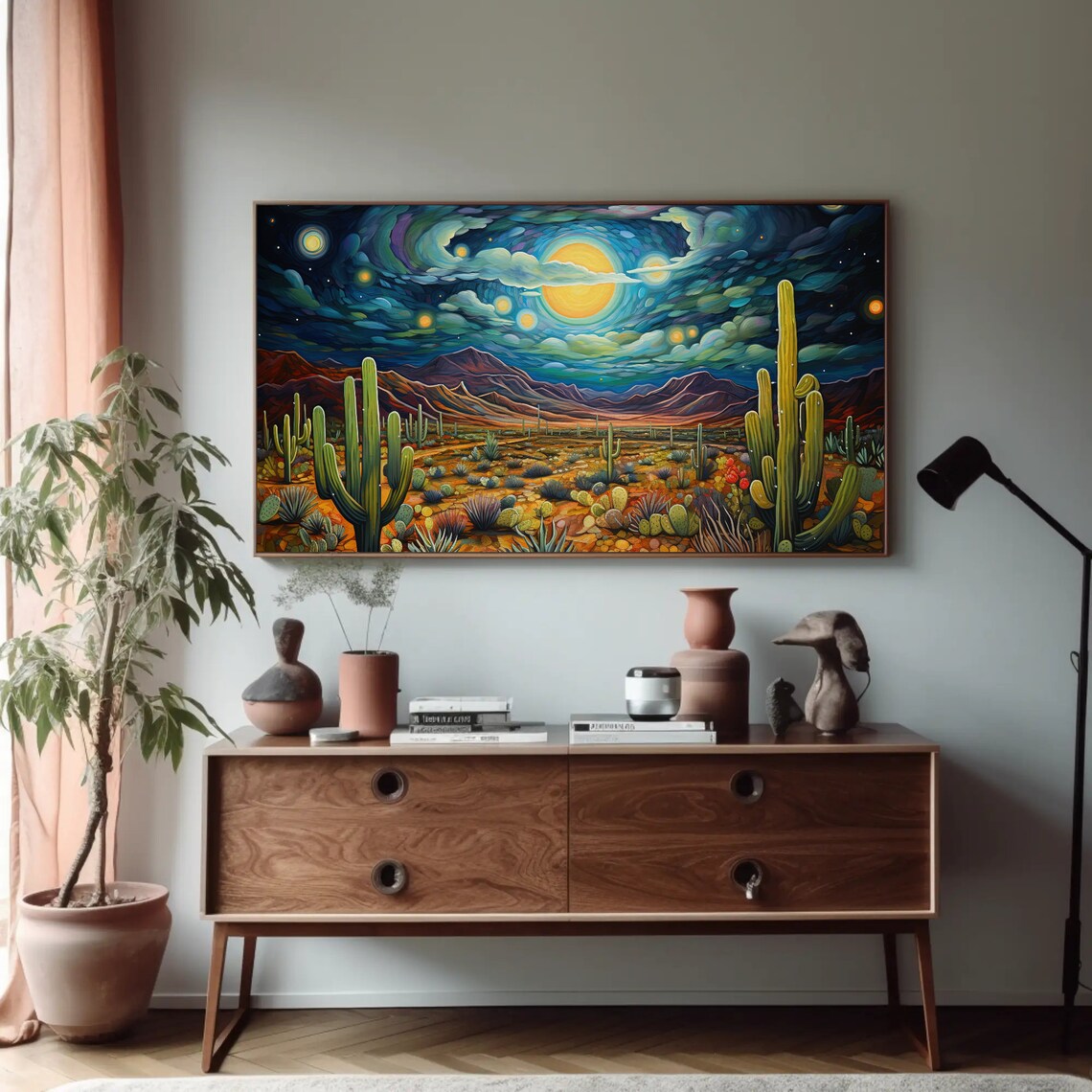 Sonoran Desert Night Cactus Art Print, Mexican Desert - Image 5