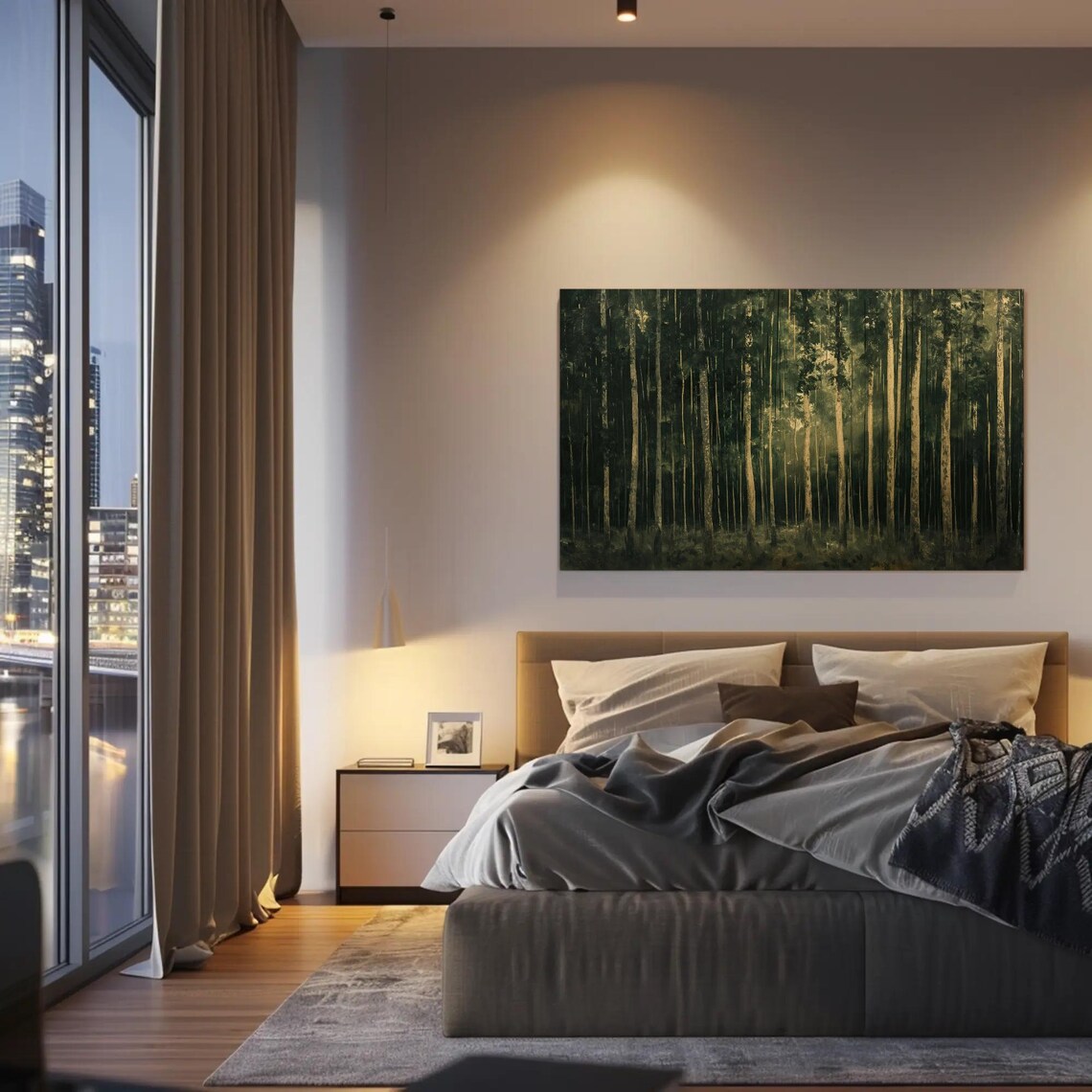Green Forest Oil Painting, Nature Landscape Art Print - Image 2