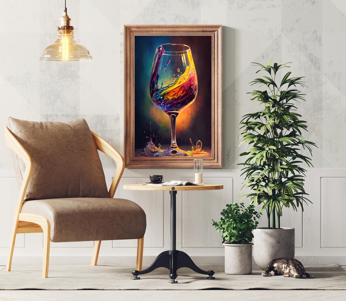 Wine Glass Painting, Wine Art Kitchen Art Print - Image 2