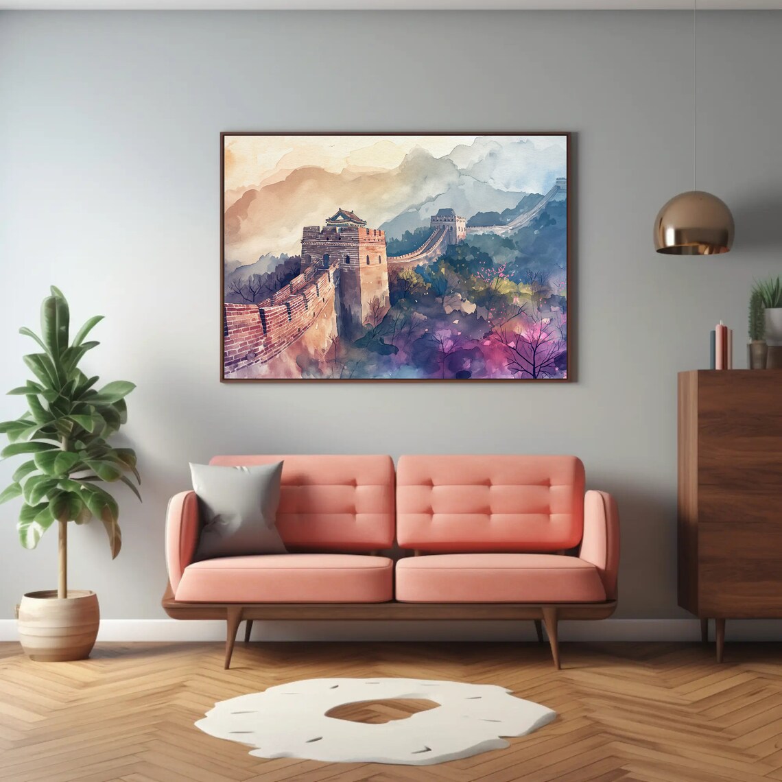 China Great Wall Watercolor Art Print, Chinese Travel - Image 2