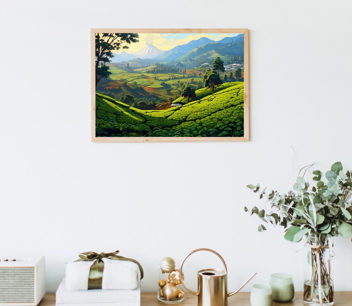 Art Of Kerala Tea Hills Kerala Tea Plantation Kerala Home Decor South Indian Painting Hills Of Kerala Oil Painting Kerala Art - Image 4