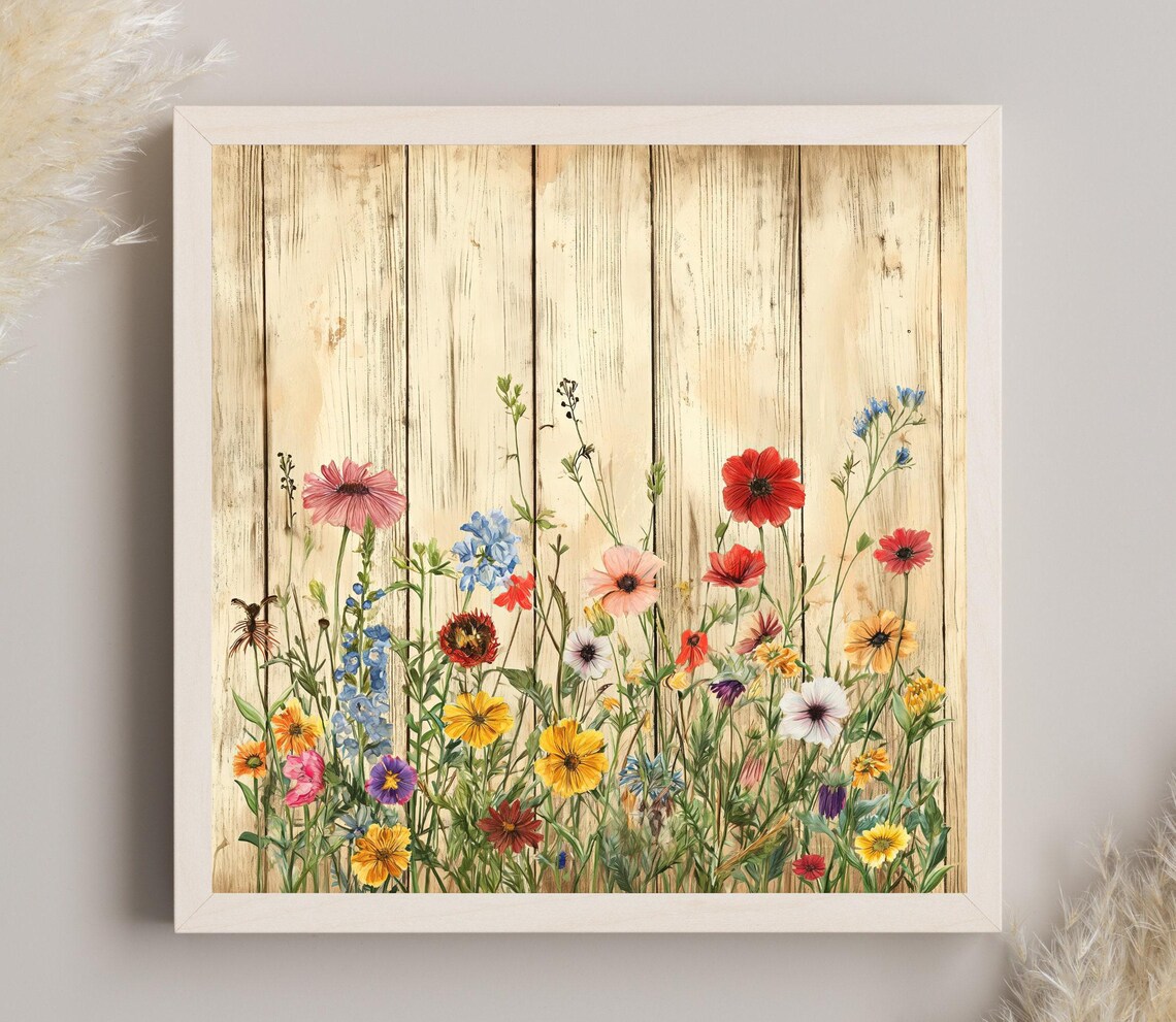Wildflowers Art Print, Rustic Farmhouse Florals - Image 3