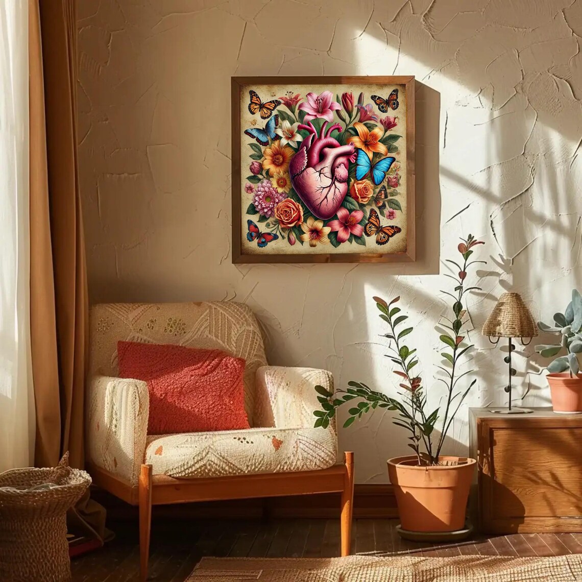 Corazon Fuerte Heart With Flower, Mexican Art Print - Image 2