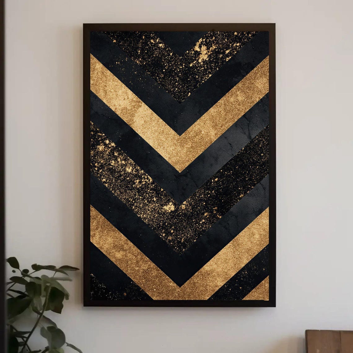 Black And Gold Chevron Geometric Abstract Luxury Wall Poster