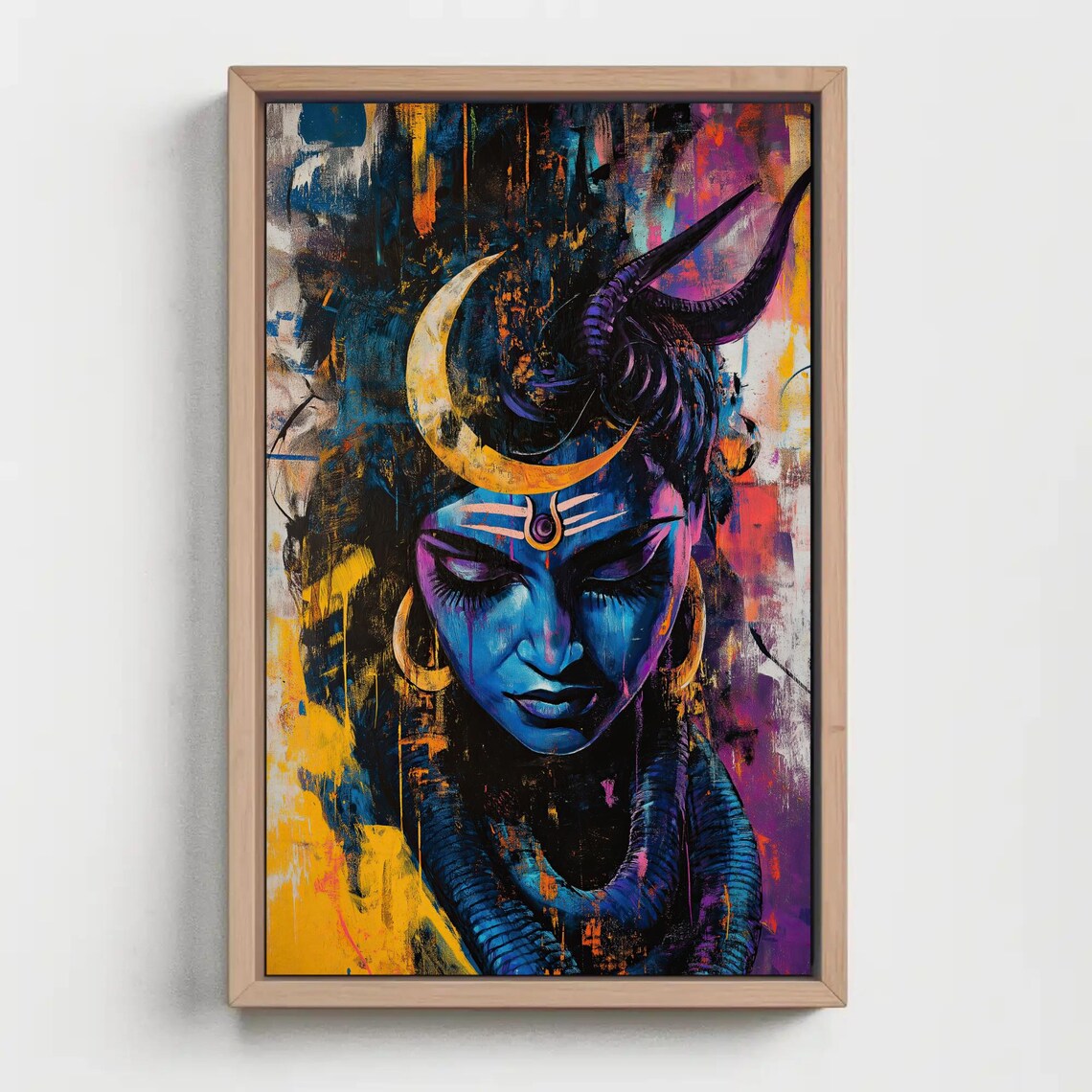 Abstract Shiva in Meditation with Golden Crescent Moon Poster - Image 5