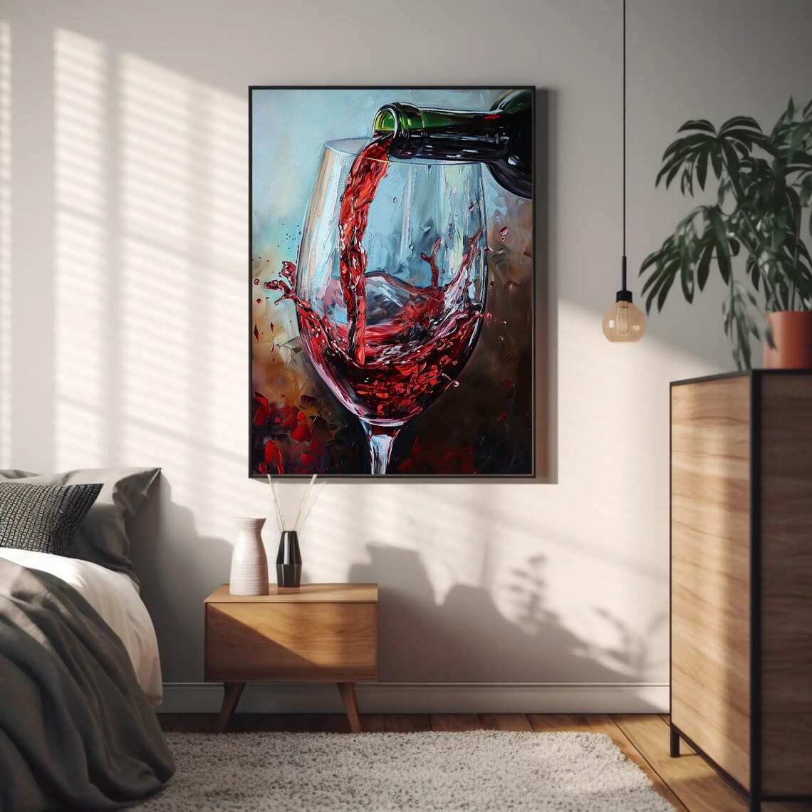 Red Wine Home Bar Art Print, Wine Lover Decor - Image 4