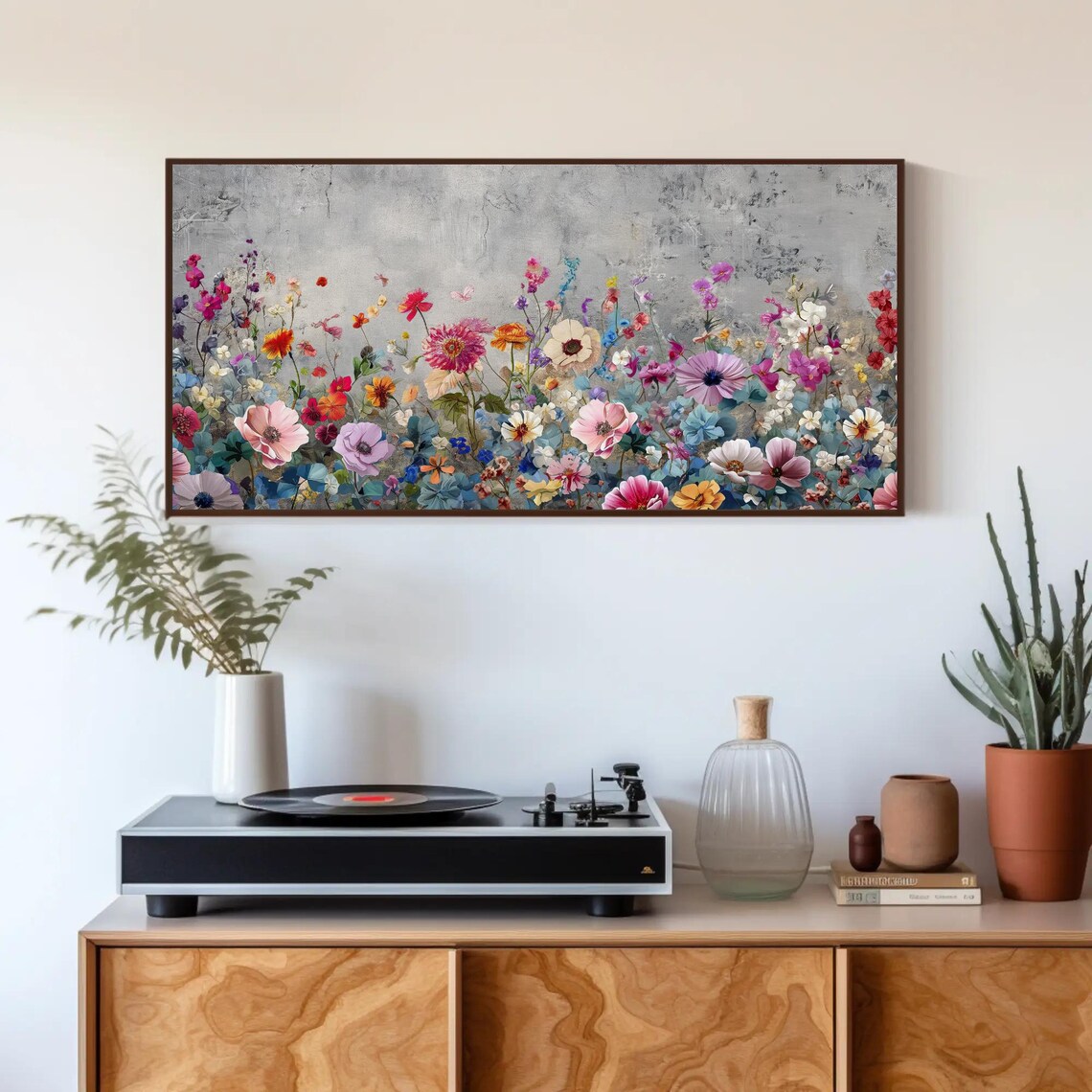 Wildflower Meadow Panoramic Colorful Blooming Garden Painting Poster - Image 2