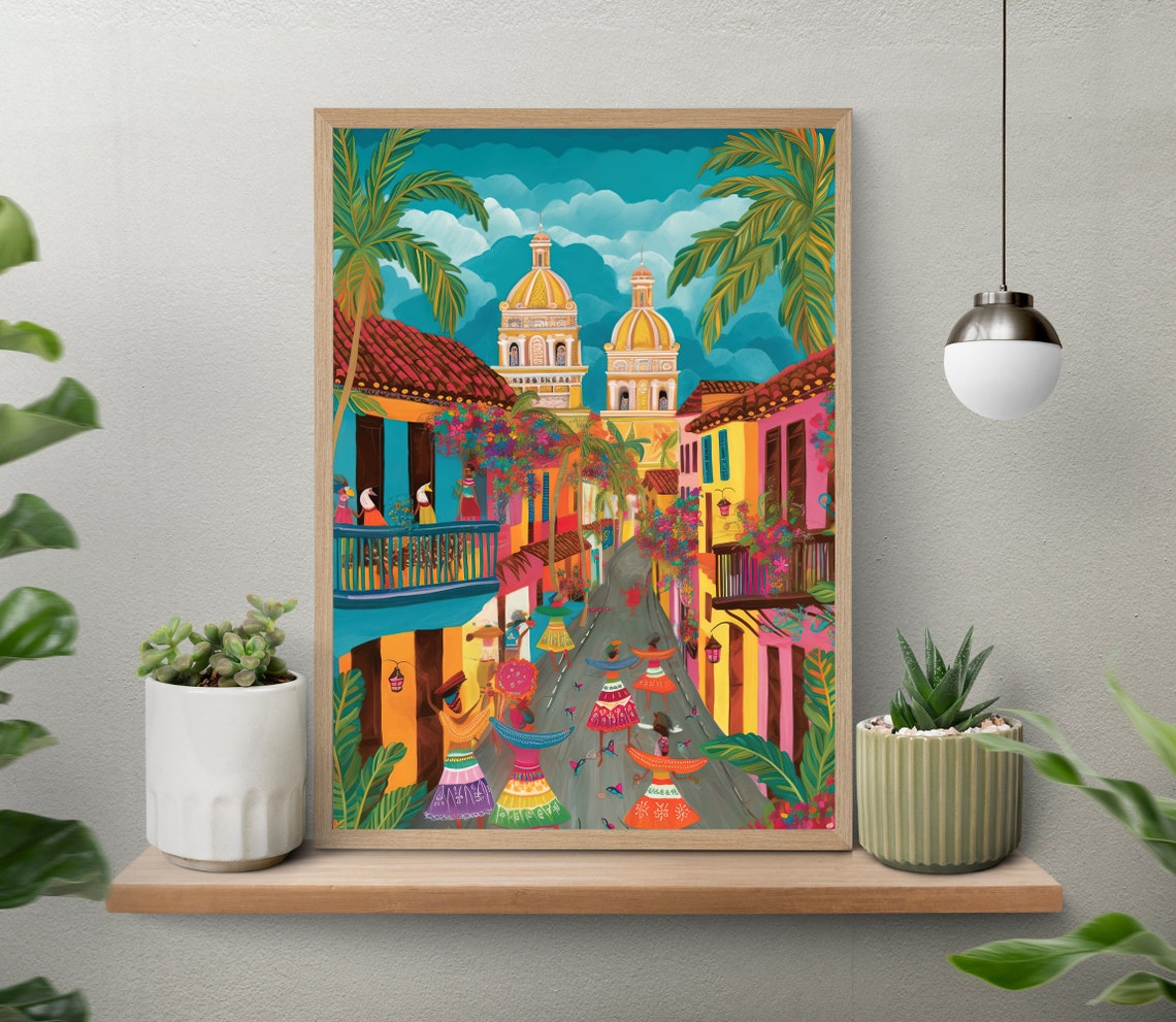 Colombia Art Print Cartagena Travel Poster Caribbean Art Deco Wall Decor Colombian Art Colombia Gift Colombia Home Decor Wall Art - Image 3