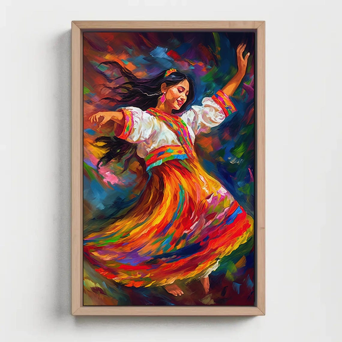Peruvian Folk Dancer Twirling In A Rainbow Colored Skirt Poster - Image 3