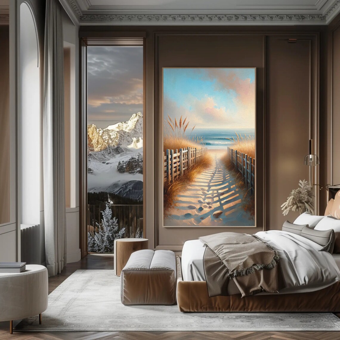 Seaside Beach Path Through The Dunes Calm Coastal Oil Painting Poster - Image 4