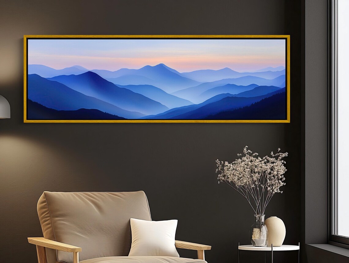 Blue Mountain Layers at Dawn, Mountain Art Print - Image 4