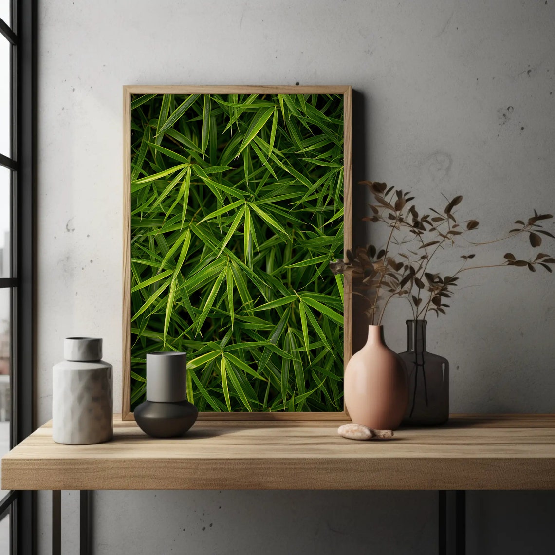 Overhead Green Bamboo Leaves Lush Tropical Foliage Texture Poster - Image 3