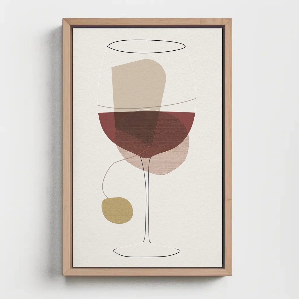 Abstract Red Wine Glass Minimalist Line Art Beige Neutral Poster - Image 4