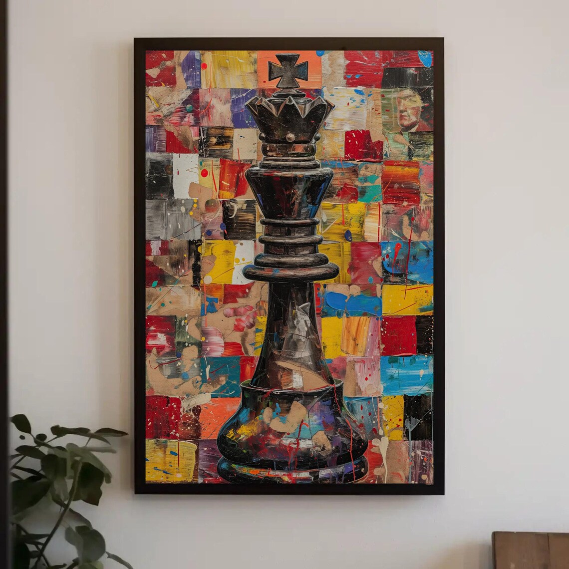 Chess King Abstract Art Print, Man Cave Decor
