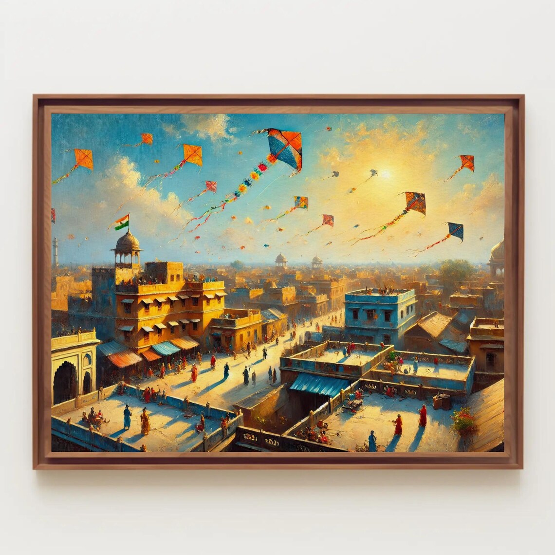 Basant Kite Festival Rooftops Colorful Kites Painting Poster - Image 2