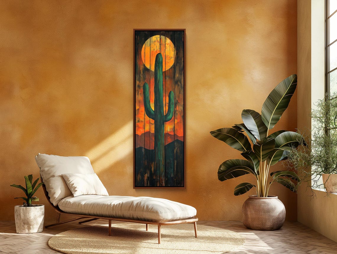 Saguaro Cactus At Sunset Tall Vertical Desert Landscape Poster