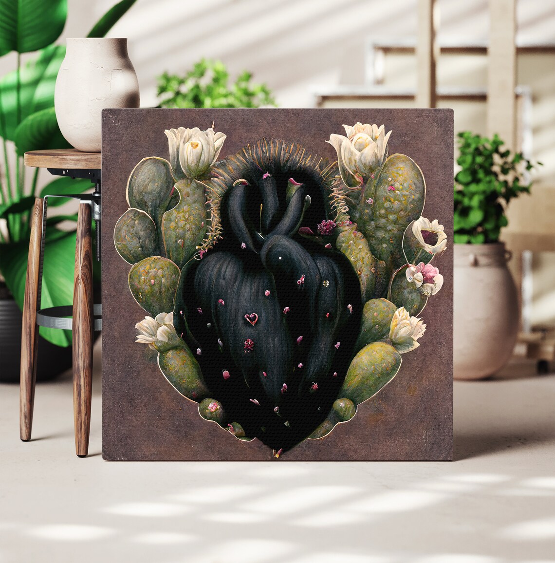 Mexican Cactus Heart, Vintage Boho Art Print - Image 2