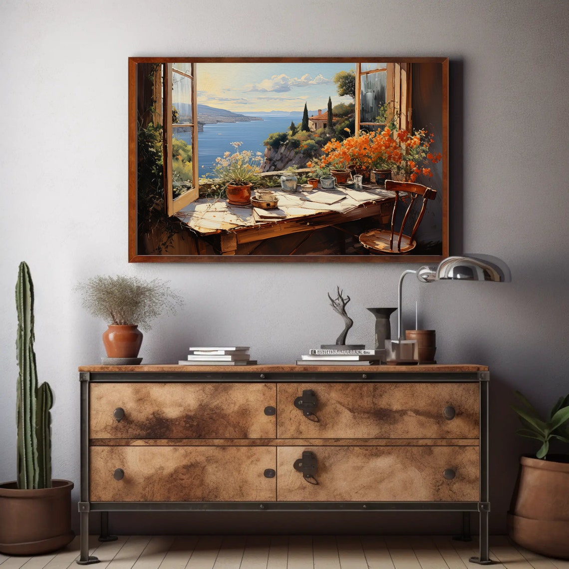 Artist Studio Balcony Overlooking Mediterranean Coast Poster - Image 4