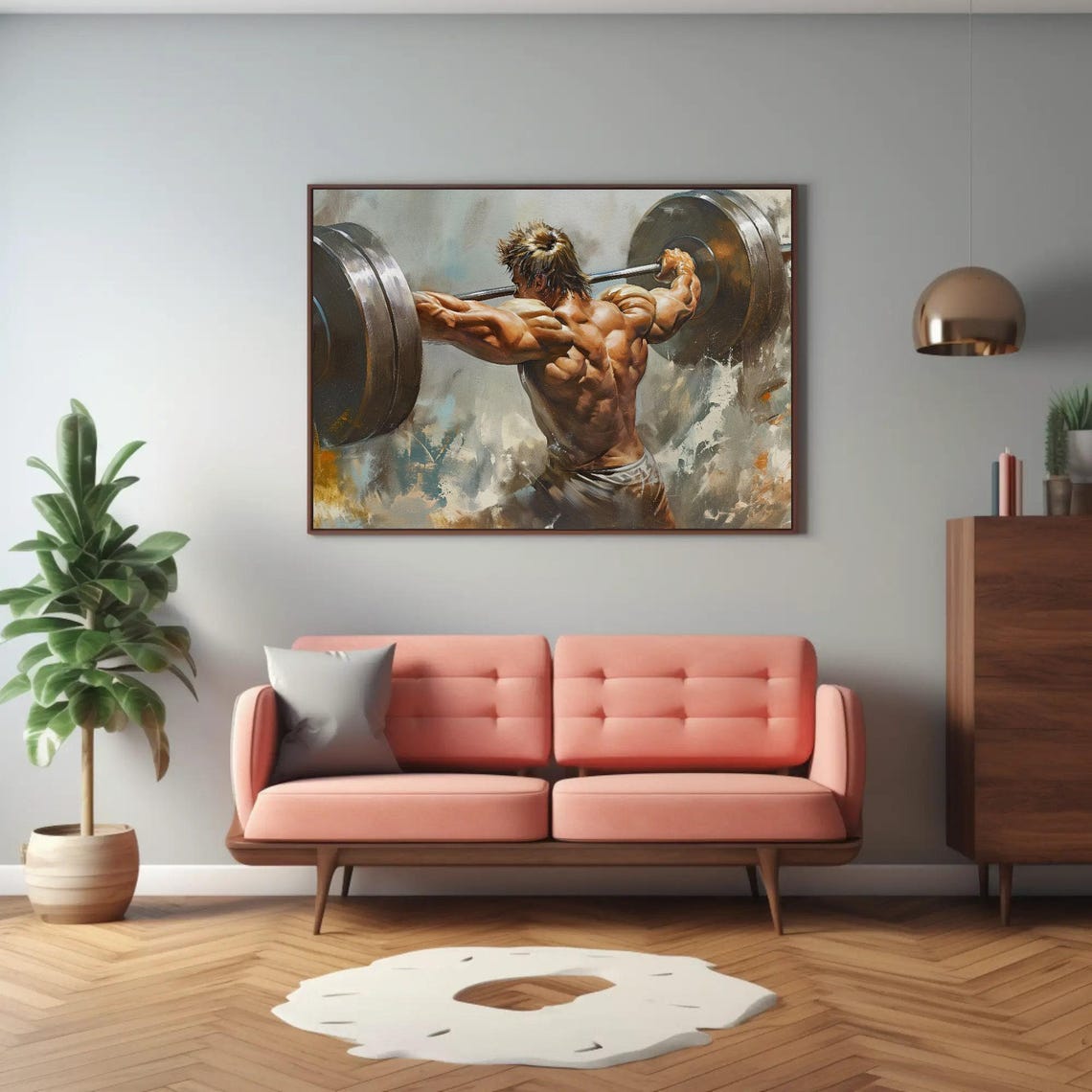 Weightlifter Overhead Squat Heavy Barbell Strength Gym Art Poster - Image 3